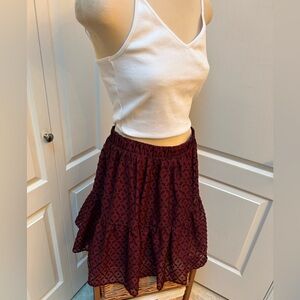 Elegant Burgundy Patterned Skirt/Top